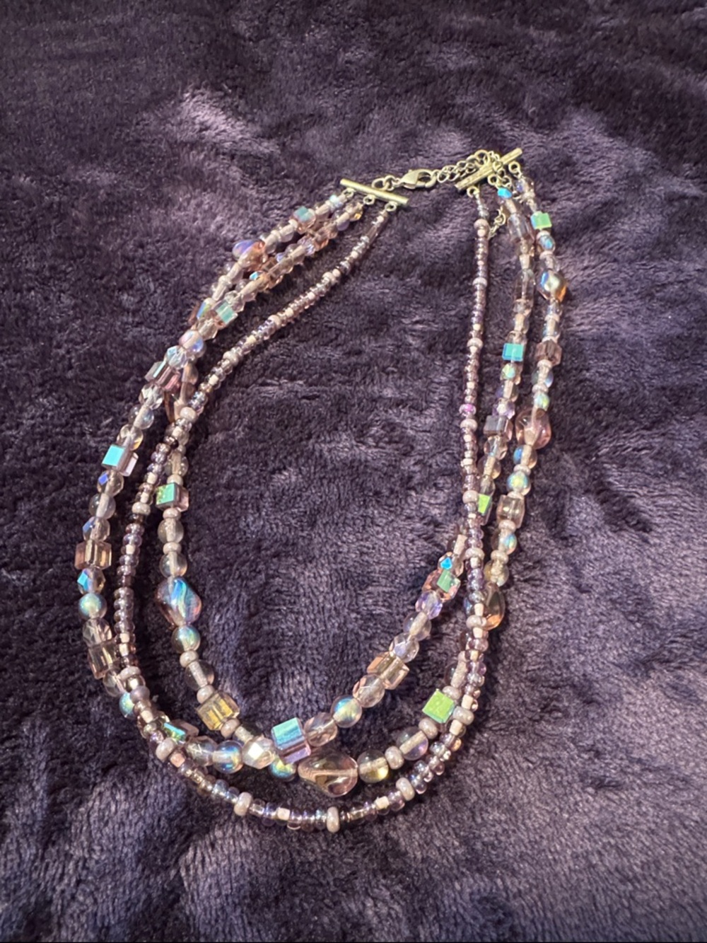 Multi-Strand Iridescent Beaded Necklace - Women Jewelry